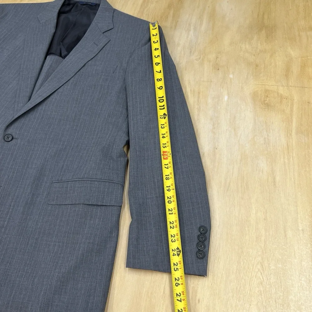 Brooks Brothers Suit Mens 44Long Wool Pleated Pants 37x34 (Unhemmed) Gray/Blue